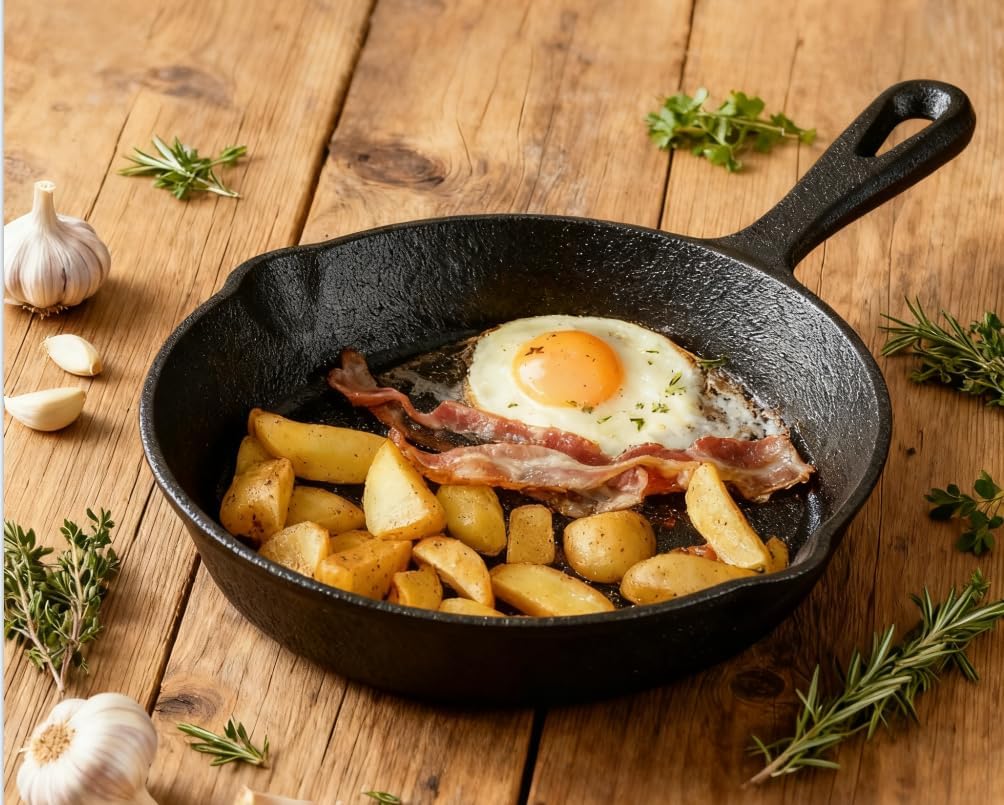 Cast Iron Non-Stick Skillets, 3 Packs, 6 Inch, 8 Inch, 10 Inch, Black