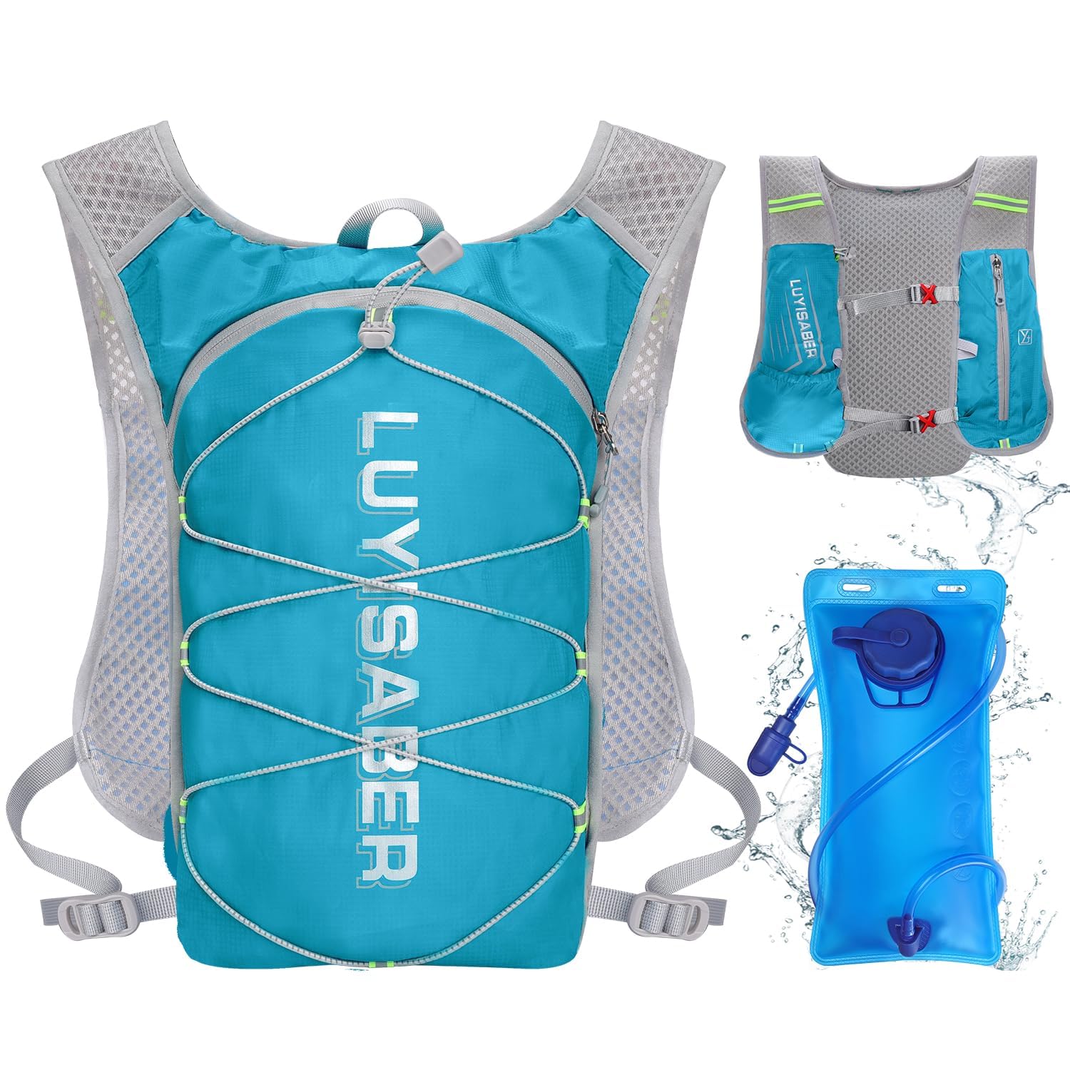 Running Vest with 2L Water Bladder, Ultralight Multi-pockets Hydration  Backpack, Lightweight Hiking Rucksack Hydration Vest Bag for Cycling  Marathon