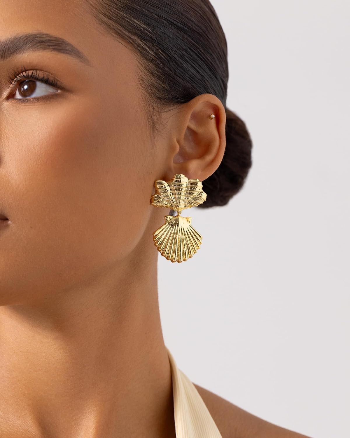 PAVOI 14K Gold Plated Dangle Sea Shell Earrings for Women - Statement Seashell Drop Dangle Earrings - Trendy Coastal Summer Beach Jewelry - Image 2