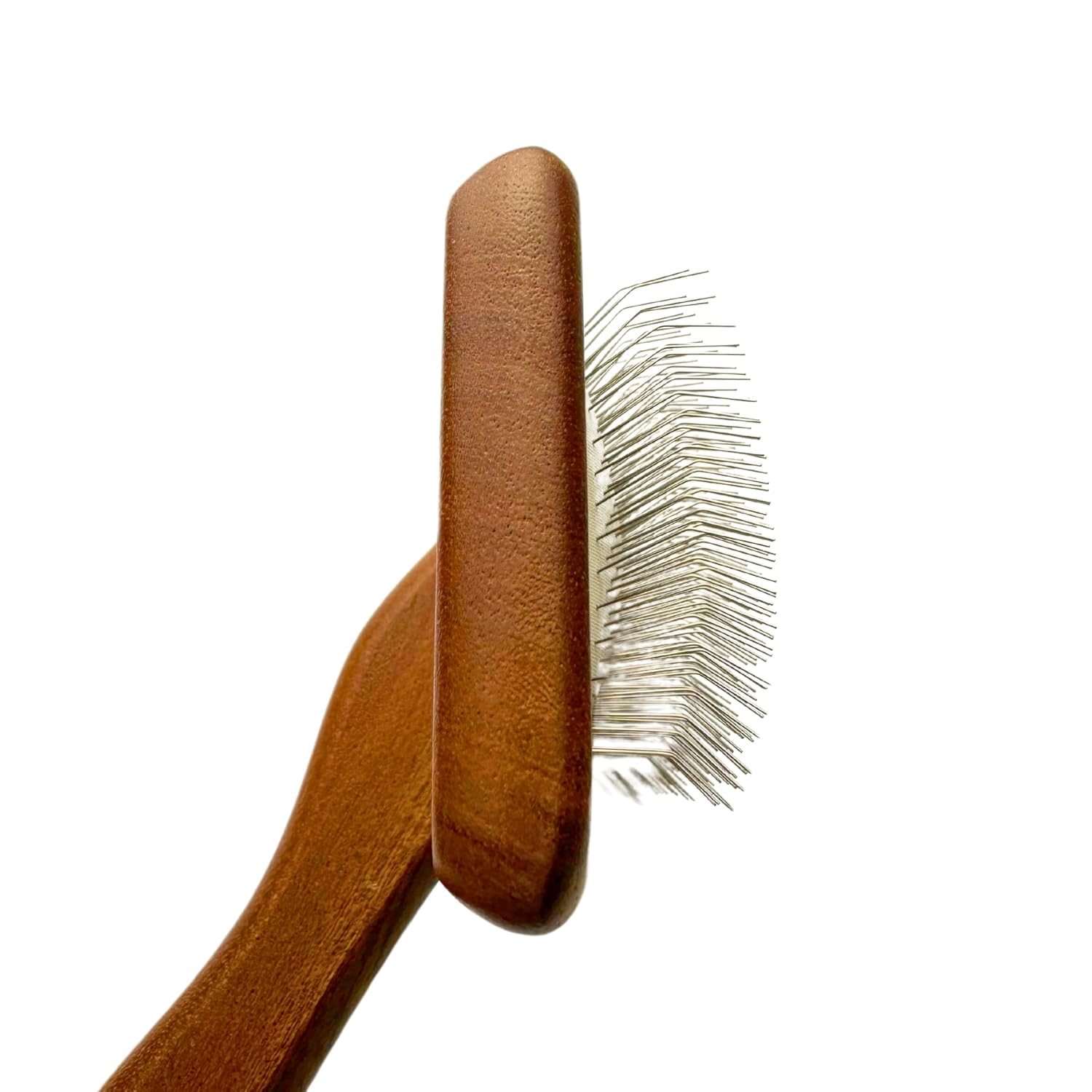 Aeolus Wooden Soft Slicker Brush for Pets - Gentle Precision Grooming for Faces & Fine Hair - Ergonomic Handle