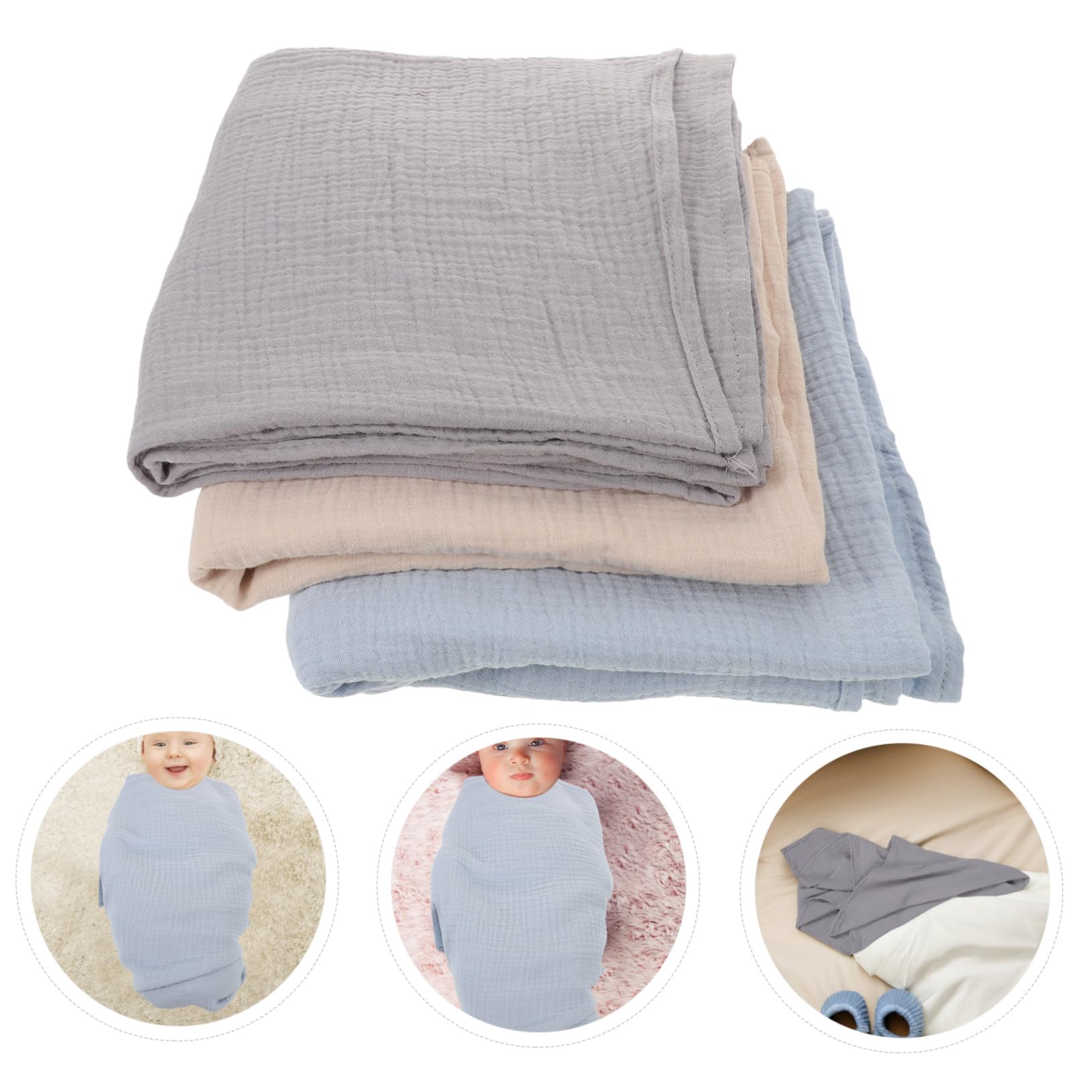 3 Piezas Mantas de Muselina Suaves para Recién Nacidos Manta Envolvente para Dormir y Bañarse para Bebés de Meses y Transpirable para Recién Nacidos