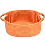ABenkle Small Basket with Handles - Decorative Durable Rope Woven Storage Bin Shelf Storage Organizer Cube, Easter Baby Gift Basket, 12x8x5