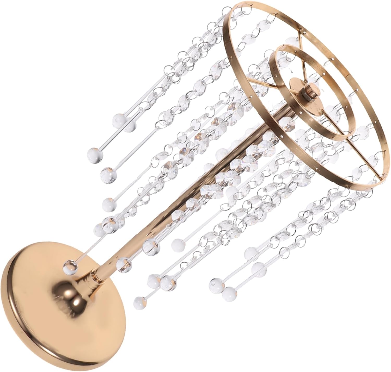 Elegant Wedding Centerpiece Metal Flower Stand Beads Vase for Floral Arrangements for Reception Table Decorations and Special Events