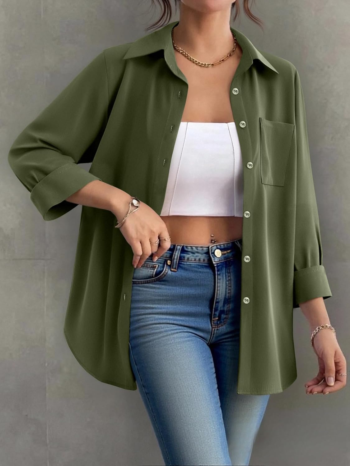 Zeagoo Womens Button Down Shirt Long Sleeve Blouse Business Work Tops Dressy Casual Floral Printed Outfits with Pocket - Image 2