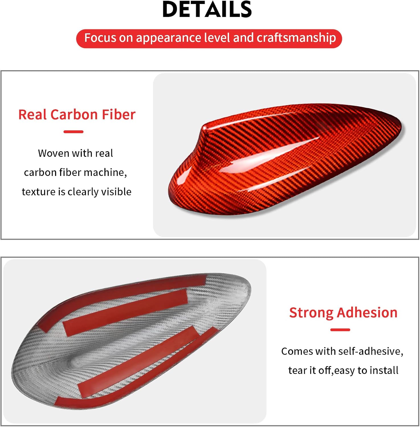 Replacement for Antenna Cover Shark Fin Trim Hood Carbon Fiber Automotive Roof Aerials for BMW X1 X2 X3 X4 X5 X6 X7 F15 F20 F21 F31 F45 F46 F52 F34 F48 F49 F39 F15 F85 F16 F86(Red)