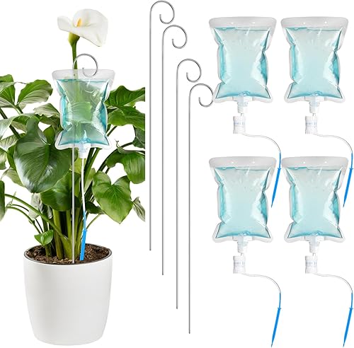 Miniatura 8 de Norme Juego de riego por goteo para plantas de 9 piezas 500 ml Bolsa de agua por goteo Regador de plantas con varillas de soporte Estacas de riego