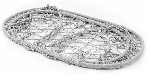 Miniatura 9 de Magshion Hamaca de 2 asientos con 3 cojines, columpio colgante de macramé con borlas, malla de cuerda de algodón estilo bohemio para uso en