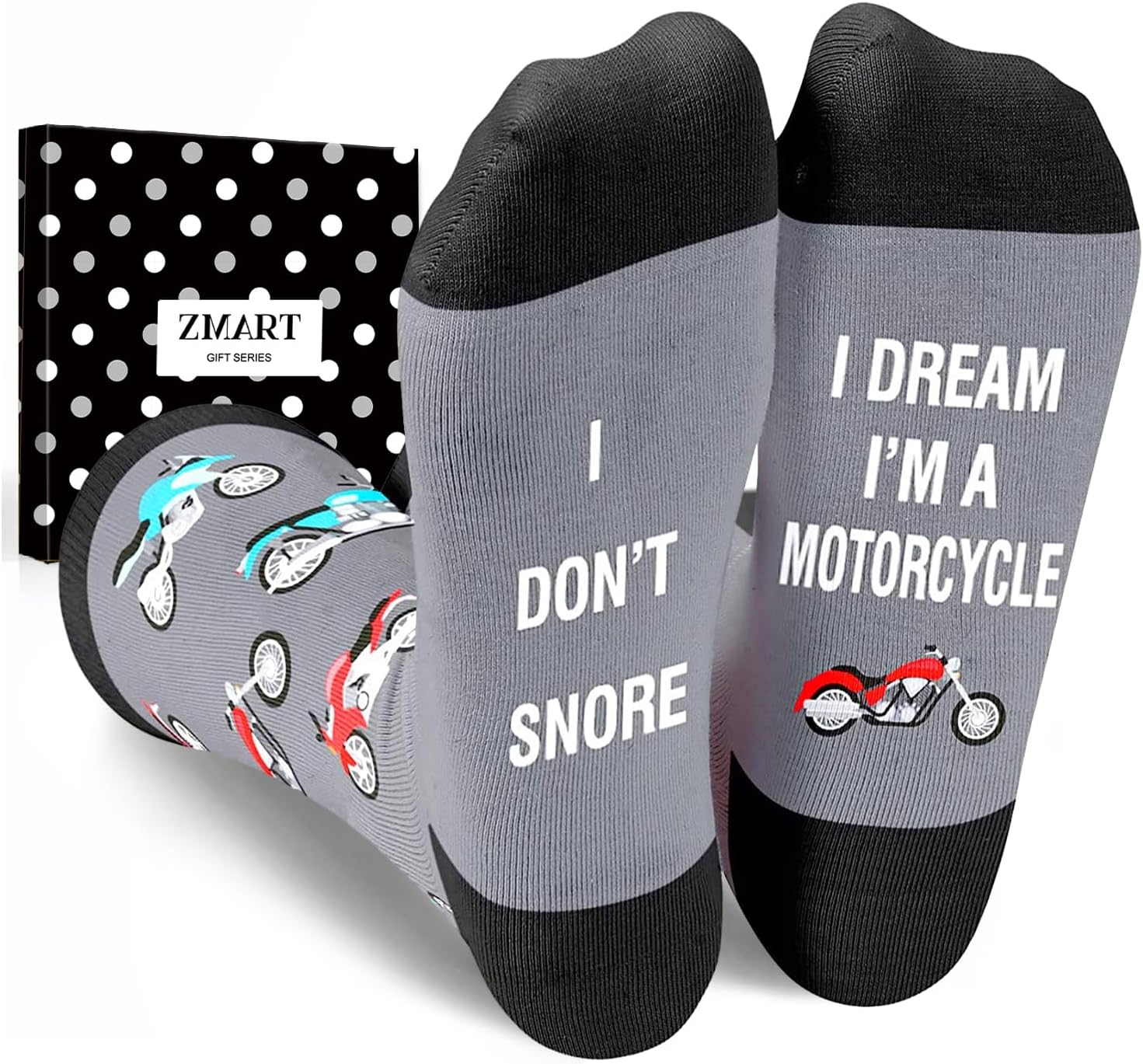 Zmart Funny Motorcycle Gifts for Men - Motorcycle Socks for Dirt Bike Riders