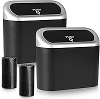 Vista 1 de Accmor - Paquete de 2 mini botes de basura con tapa para automóvil, organizador pequeño de basura con bolsa de basura, para colgar, a prueba