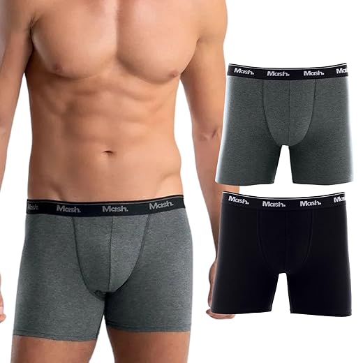 Kit 2 Cuecas Long Leg Boxer Mash Box Alongada Algodão Cotton Respirável