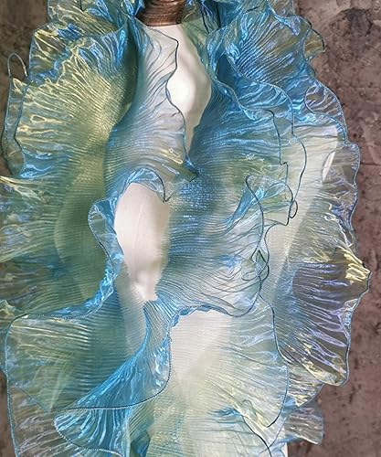 Tela de organza con volantes de 400 pulgadas para manualidades y decoración de pasteles, 11 yardas (degradado amarillo azul)