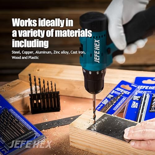 Miniatura 5 de Brocas helicoidales HSS de 764 pulgadas con revestimiento negro y dorado, broca HSS de uso general, punta dividida de 135 grados, ideal para