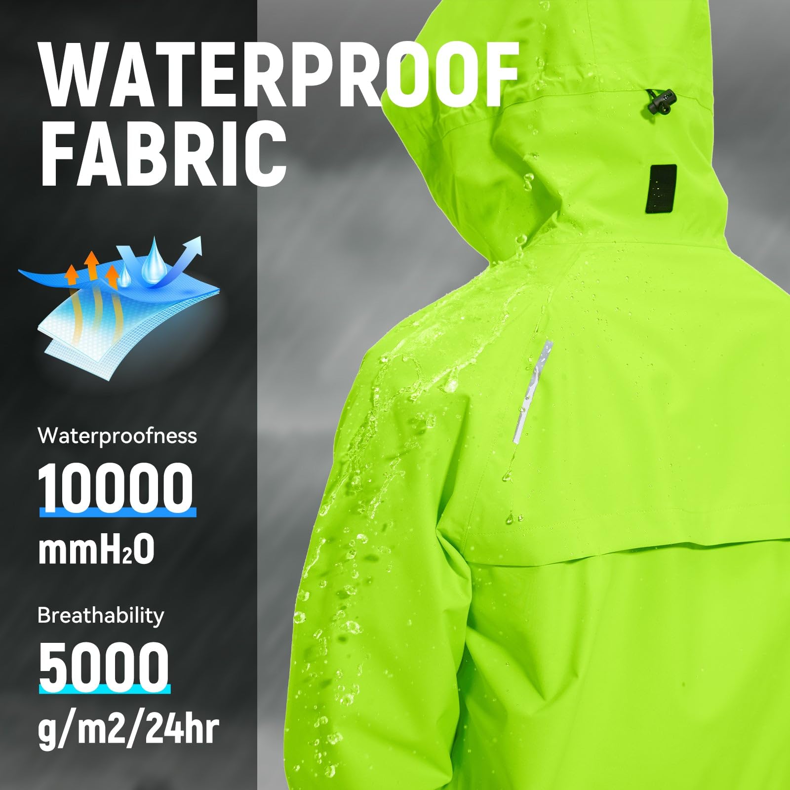 baleaf Giacca da ciclismo da uomo, impermeabile, con cappuccio, 10000 mm, H2O, impermeabile, traspirante, da trekking