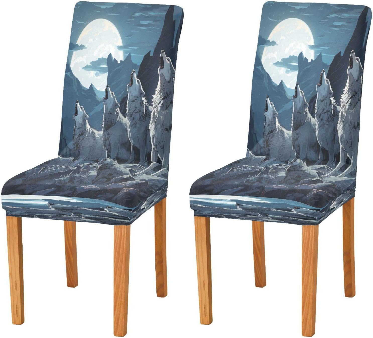 ALAZA Stretch Chair Cover Slipcover, Flock of Wolves Moon Night Super Soft Slipcover Machine Washable for Living Room, Wedding, Banquet