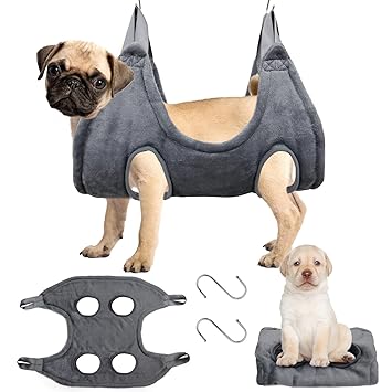WeRock Dog Grooming Hammock, Pet Grooming Hammock, Dog Sling Helper with 2 Hooks, Grooming Harness Hanging for Help Dog & Cat Trim Nails