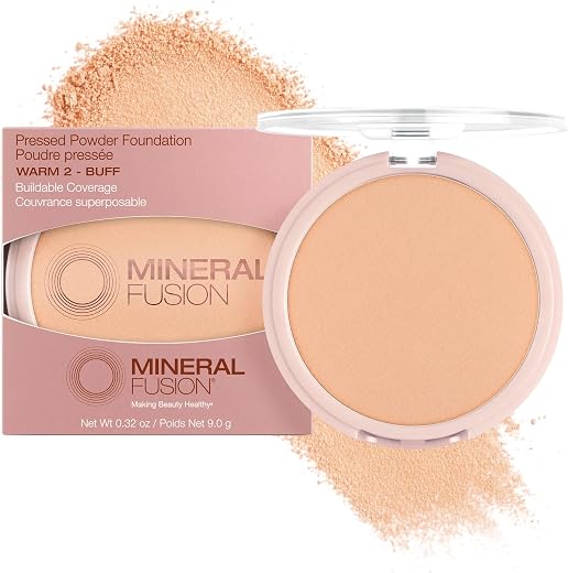 Mineral Fusion Pressed Powder Foundation, Warm 2 , 9 g (Pack of 1)