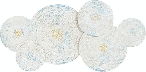 Deco 79 Decoración de pared floral de madera para el hogar, escultura de pared intrincadamente tallada con diseño de mandala, arte de pared 47 x 2 x