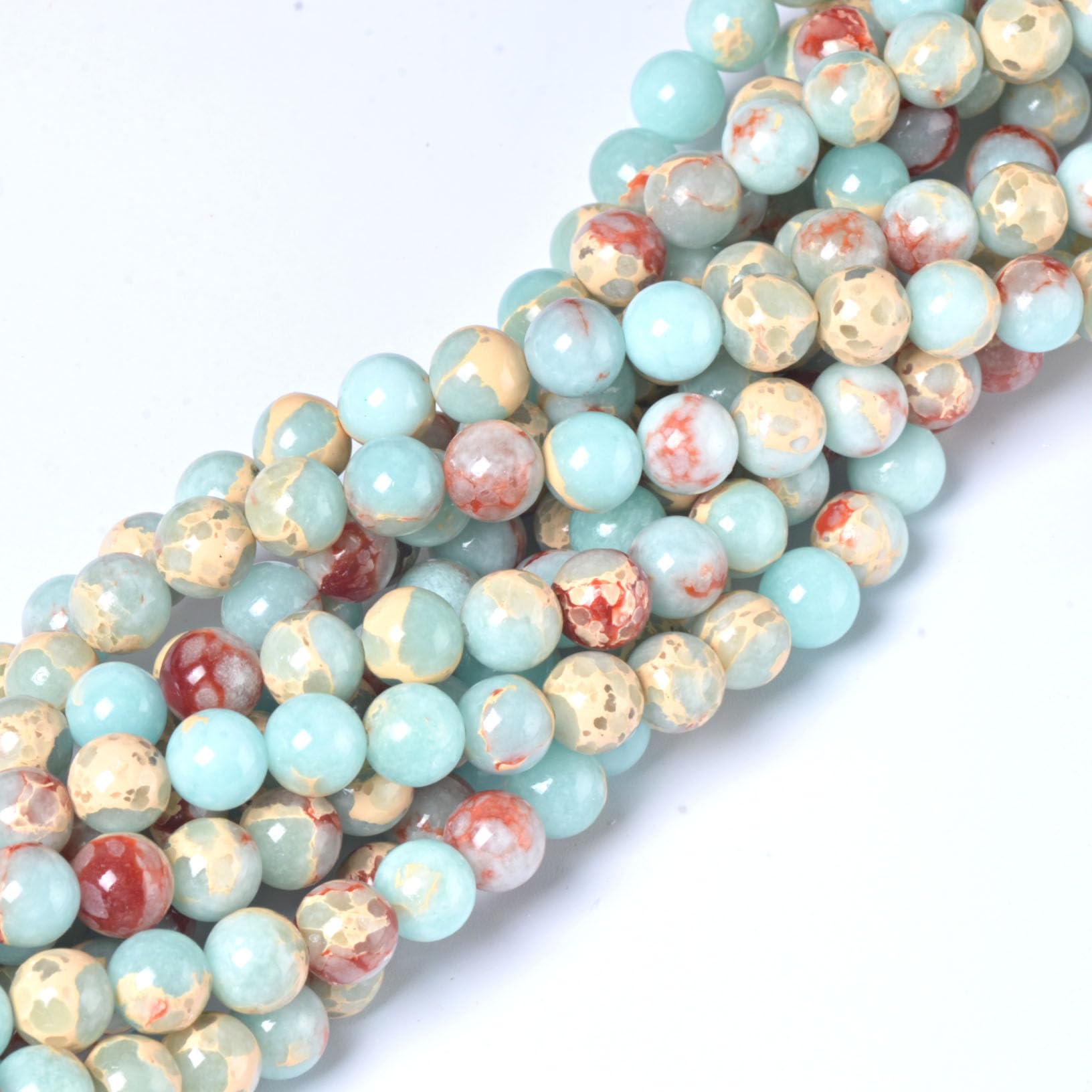 8mm Round Sky Blue Jasper Natural Stone Beads for Jewellery Making Gemstone Beads for Crafting (45-50Pcs)