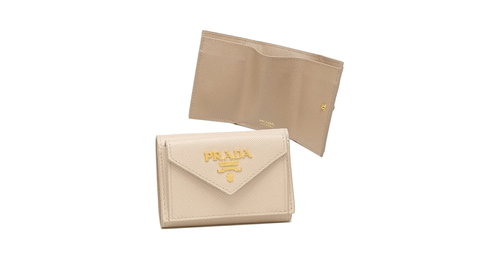 PRADA　プラダ　サフィアーノ　三つ折り財布　ミニ　シルバー PRADA プラダ 財布 三つ折り サフィアーノ ミニ財布 コンパクト