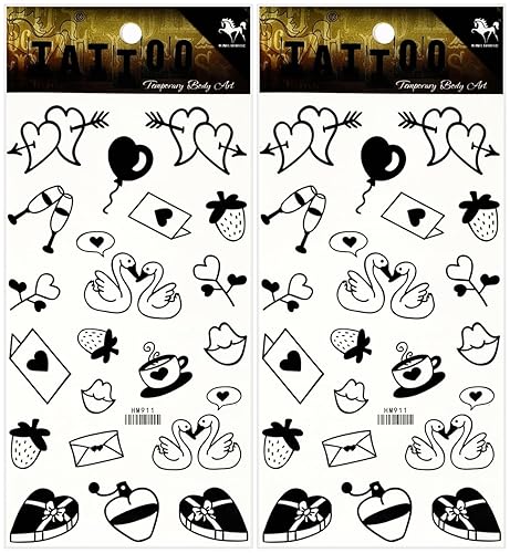 Tatuaje temporal de corazones para mujeres y hombres, etiqueta engomada a prueba de agua para mujeres y hombres, pintura corporal sexy (paquete de 2