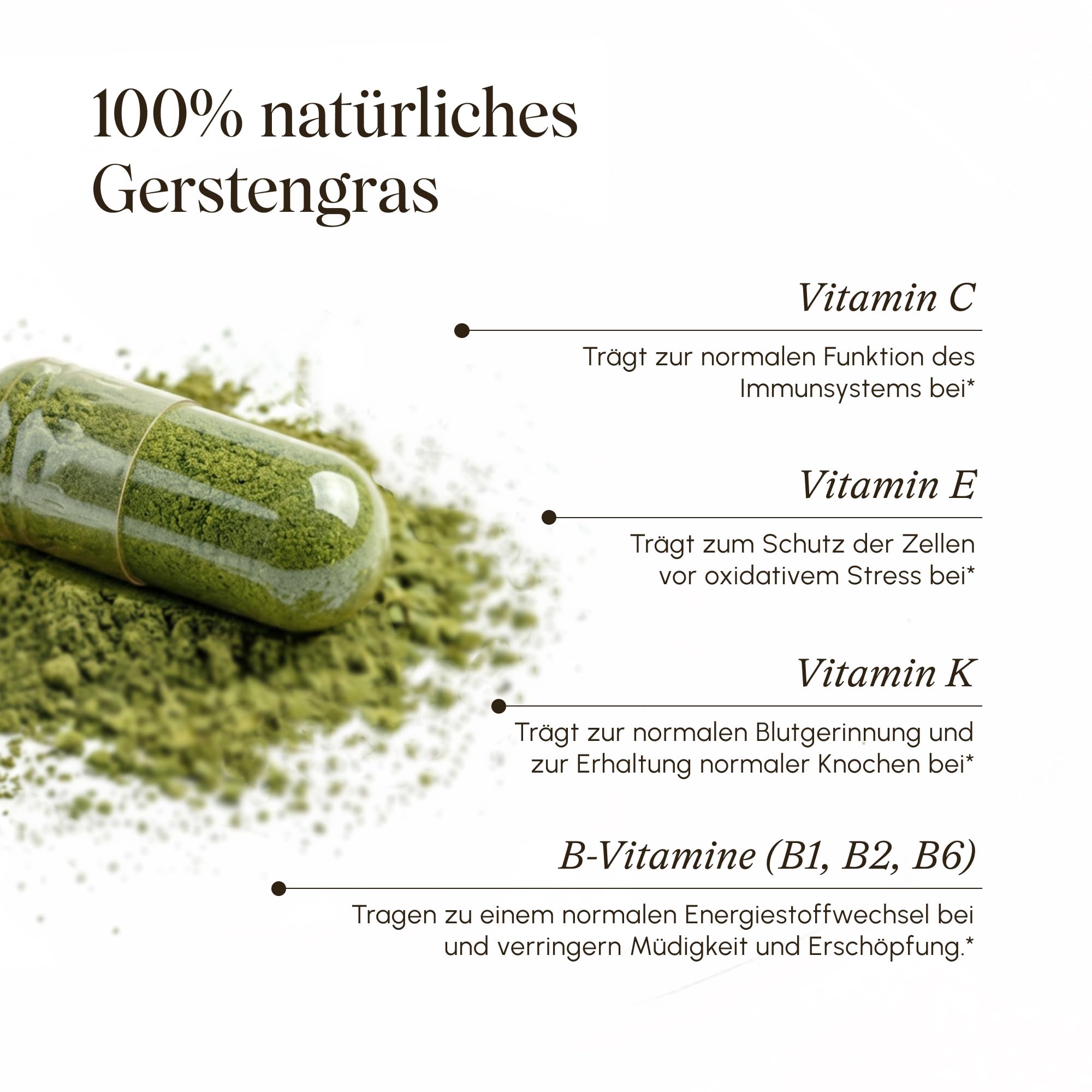 VETAIN Bio Gerstengras hochdosiert - 1.500mg pro Tag - 180 Kapseln - aus deutschem Anbau - Bio-zertifiziert - vegan & ohne Zusätze - produziert & laborgeprüft in Deutschland