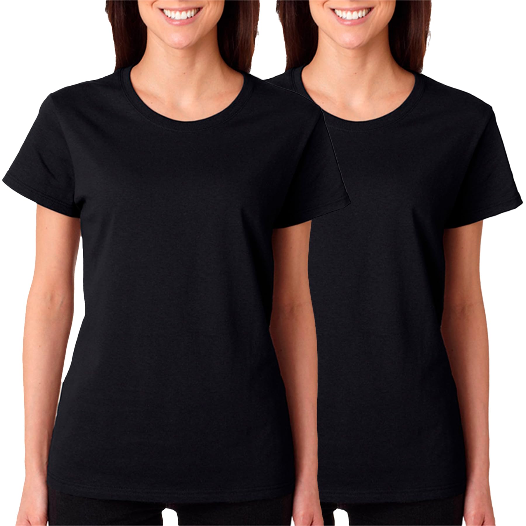BOD HOME Pack 1 o 2 Camisetas de Mujer, Manga Corta 100% Algodón, Camiseta Cuello Redondo Transpirable y Ligera, Ocho Colores Lisos, Cómoda y Suave, Camiseta Básica, Casual, Tallas S, M, L, XL, XXL