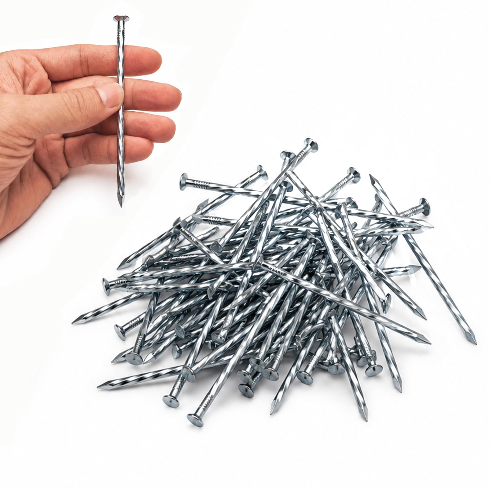 Photo 1 of Artificial Turf Stakes Galvanized Spiral Landscape Spikes 4IN Weed Barrier Fabric Stakes for Paver Edging, Gardening Lawn Edging for Woodworking, Log Cabin, Wood Fence, Deck Framing(200 PC)