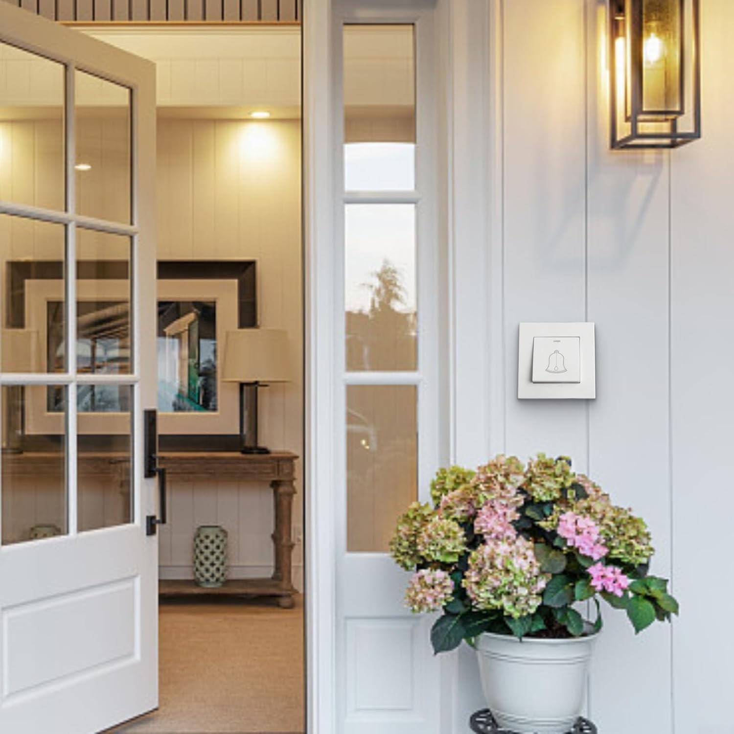 ABS Plastic Wall Doorbell Switch Featuring Push Button Design Suitable for Residential Use and AC220V Electrical Supply