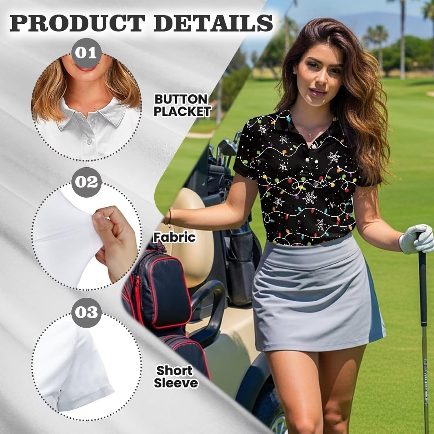 Biyejit Women's Golf Shirts Short Sleeve Polo Collared Tennis Shirt V Neck Quick Dry Sun Protection Athletic Workout Tops