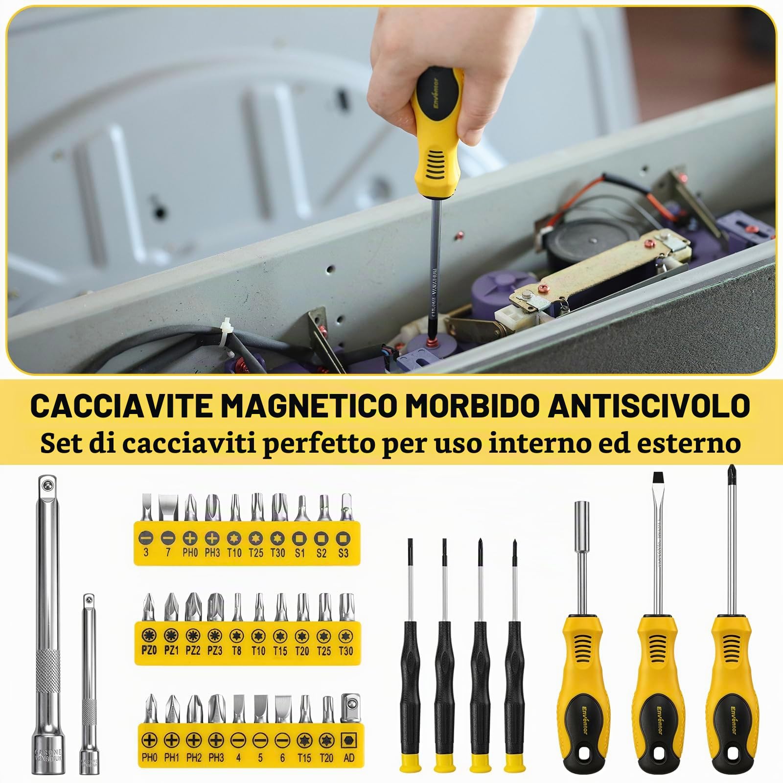 Enventor Cassetta Attrezzi Completa con Cassetto, 419 pezzi | Valigetta Attrezzi per riparazioni domestiche, Cassetta Degli Attrezzi, perfetto per proprietari casa, appassionati del fai