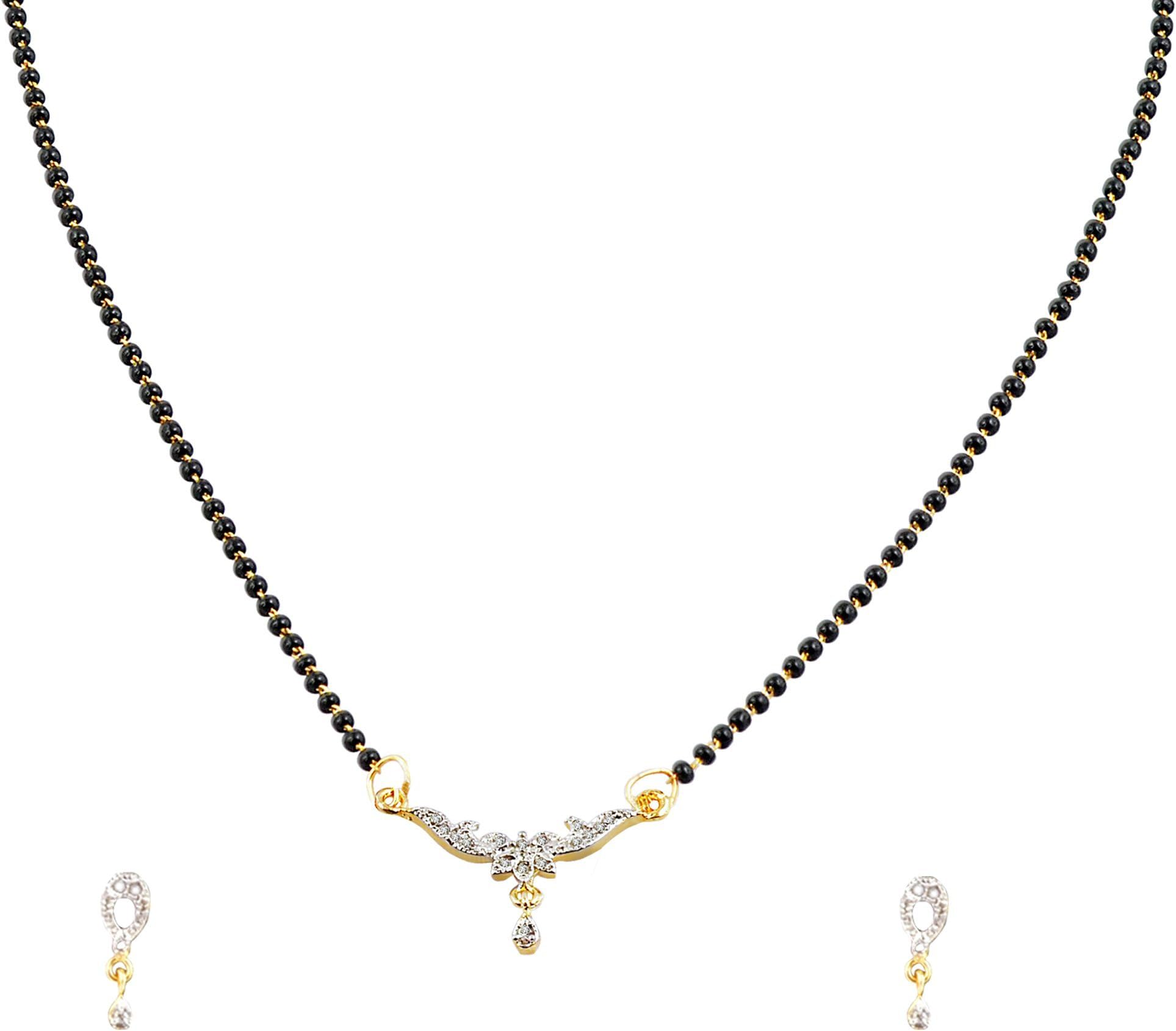 AAKSHI "Mangal Sutra Mangalsutra Indian Gold Chain Set" American Diamond 3-PC Jewellery Set