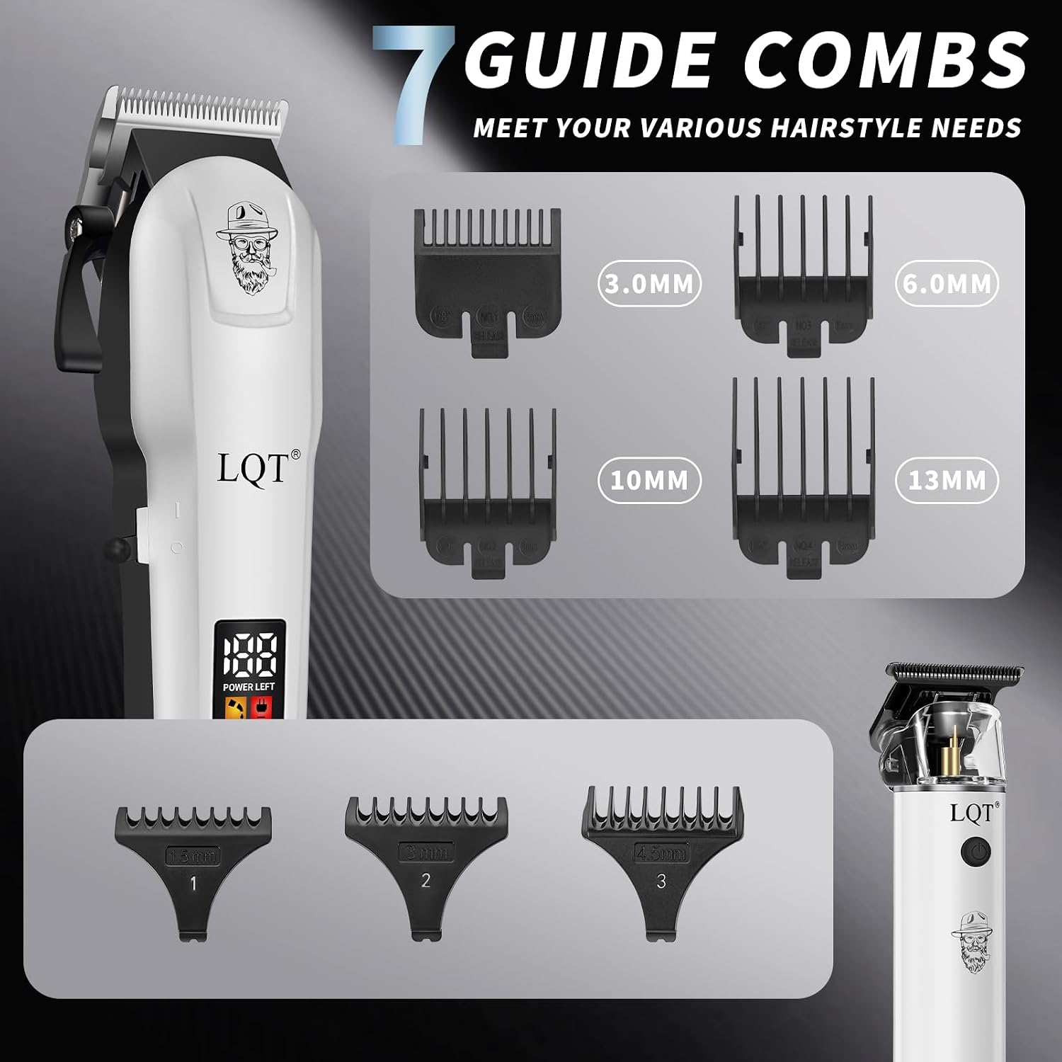 Hair Clippers Designed for Men: a high-Powered Hair Clipper Set with an LCD Display, Featuring a Main Clipper, a T-Shaped Trimmer—the Gift for Your dad, Husband