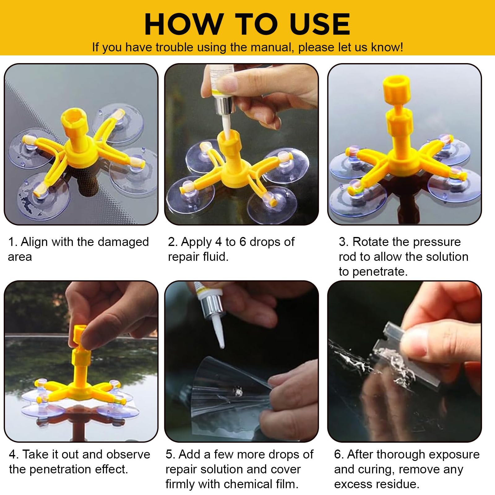 ZoneYan Kit di riparazione per parabrezza, set di riparazione per parabrezza, set di riparazione per parabrezza auto, per riparare crepe lunghe, fori, crepe, ragnatele e stelle