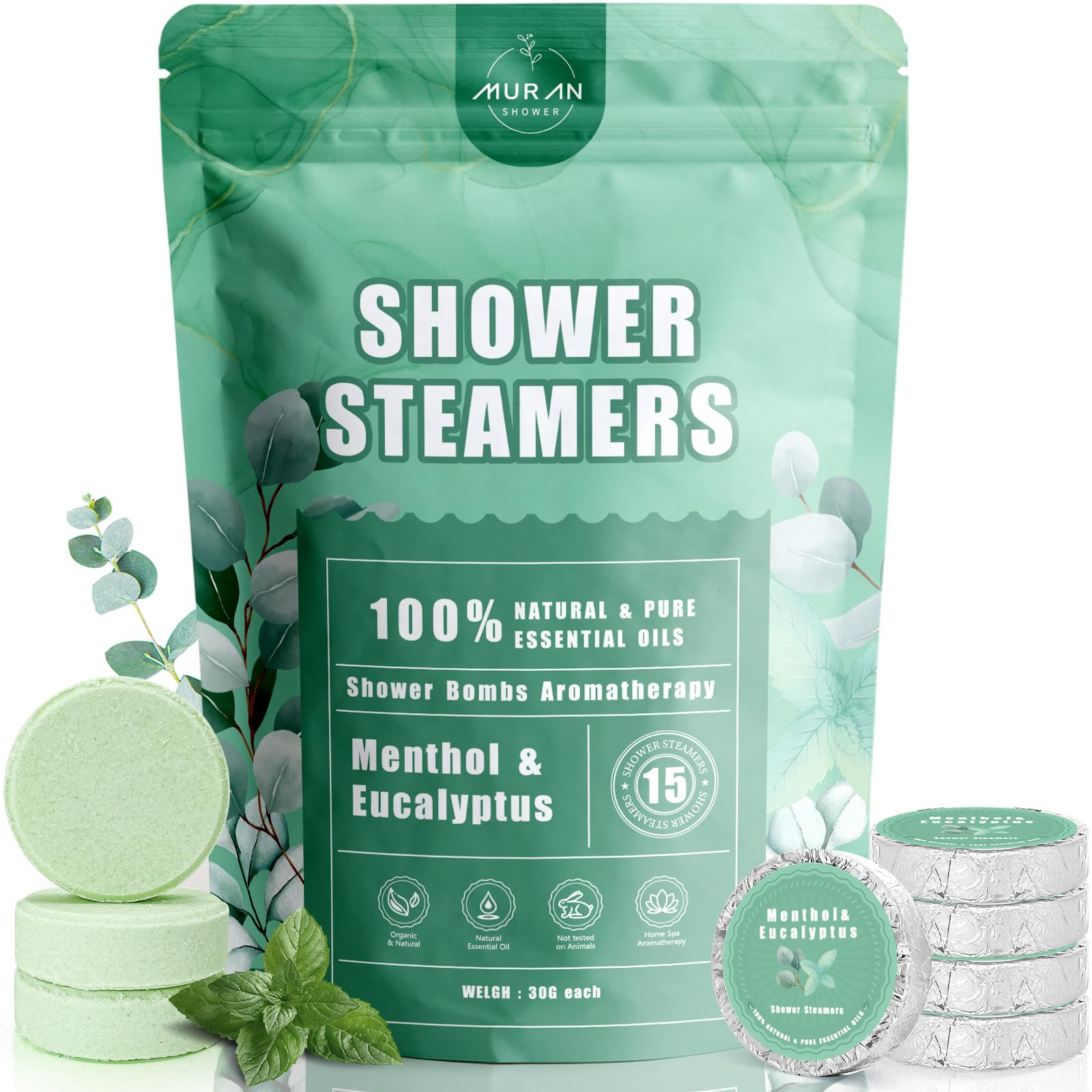 Shower Steamers Aromatherapy 15-Pack Shower Bombs Gifts for Wife, Organic Menthol & Eucalyptus for Shower Natural Essential Oil, Birthday Father Day Gifts for Her Him Women Men Daughter Stress Relief
