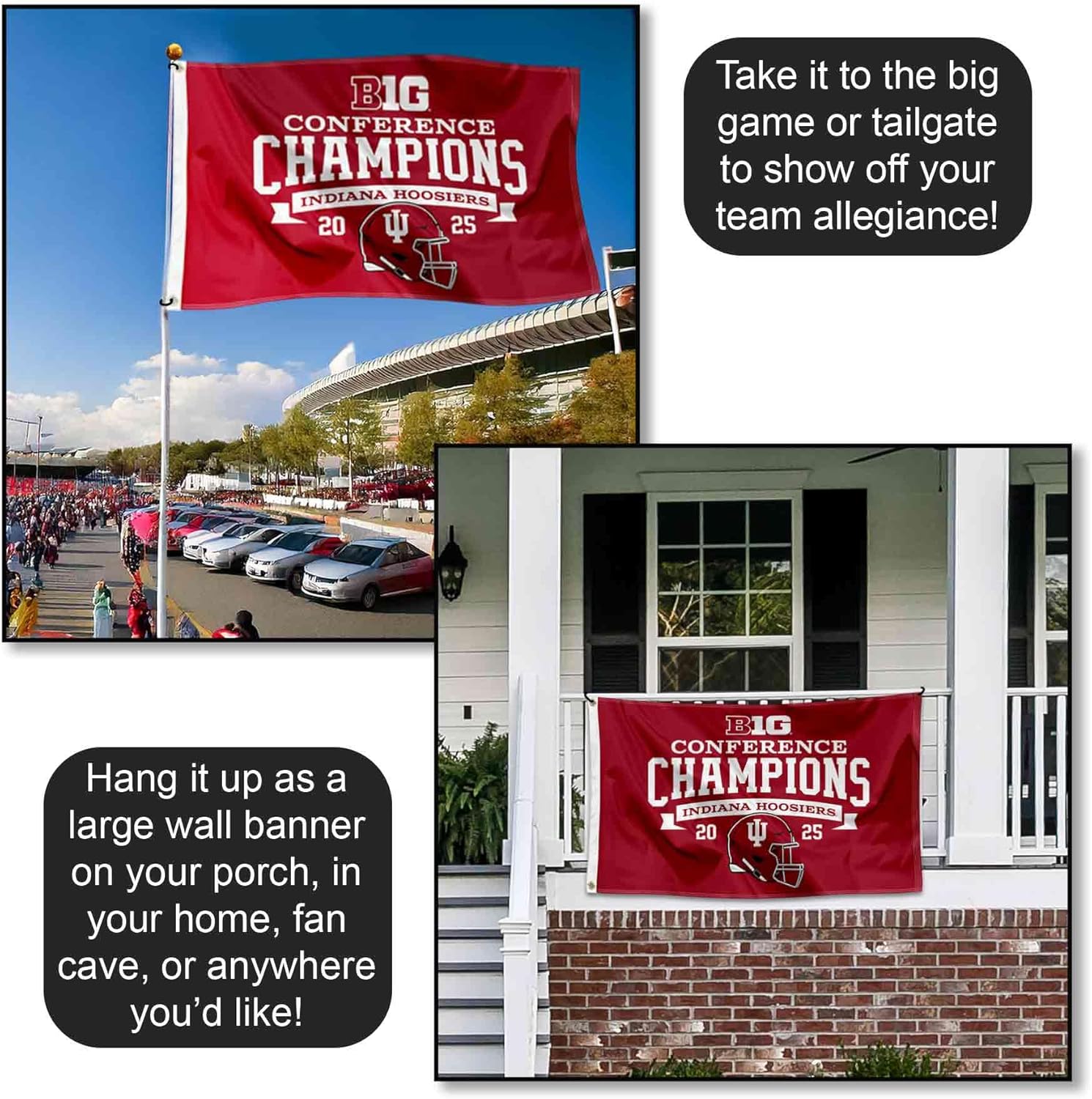 Indiana Hoosiers 2025 Big 10 Champions 3x5 Grommet Flag