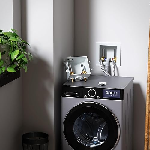 Miniatura 4 de SUNGATOR Caja de salida de lavandería para lavadora, caja de pared con válvula de agua para lavadora con drenaje central, entrada de crimpado Pex de
