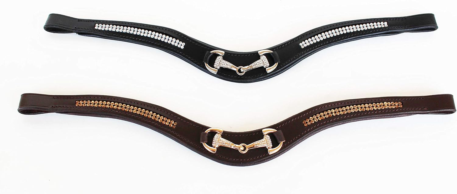 CHALLENGER Horse English Padded Leather Dressage Bridle Browband w/Snaffle Charm 803432CKF
