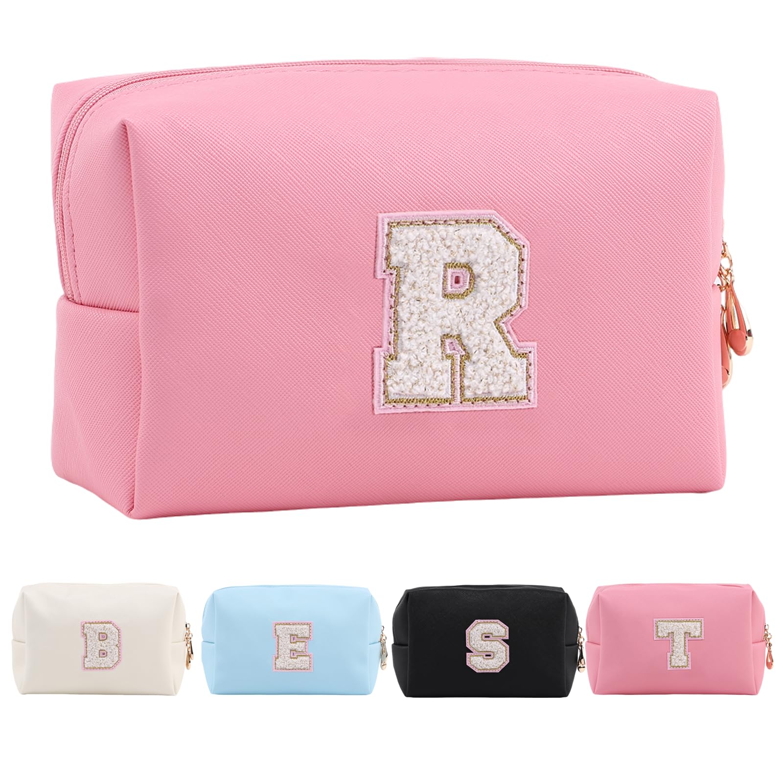 Personalized Makeup Bag,Waterproof Travel Makeup Pouch Cosmetic Bag Birthday Gift for Women Mom，Bride Bridesmaid Cosmetic Bag A-Z — view 14