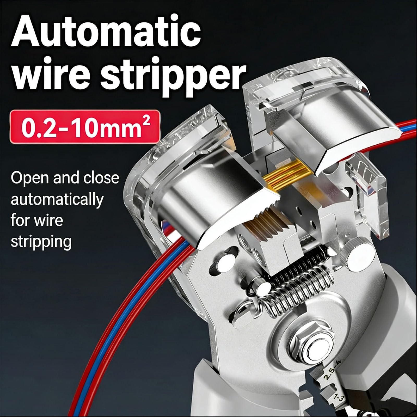 Strumento professionale per elettricista per spelare e crimpare fili 0,2-10 mm² multifunzione design regolazione taglierina filo