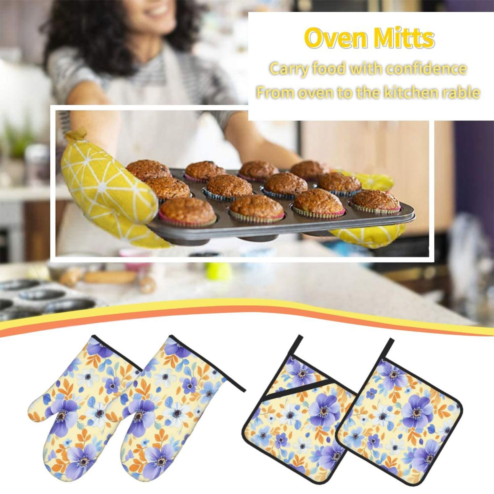 Guantes de Barbacoa Manoplas de Cocina Agarraderas Bolsillo Agarre Flexible