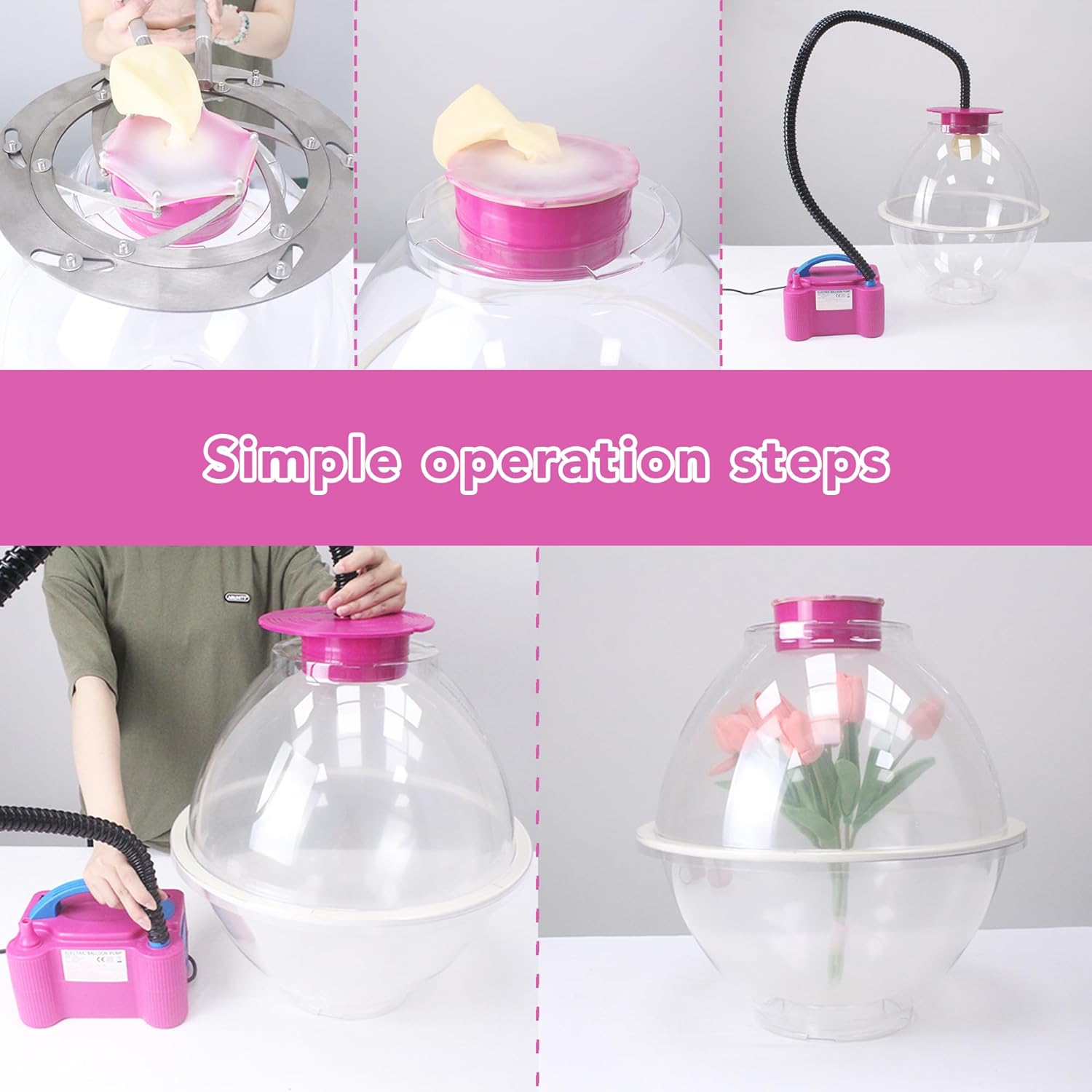 Hot Pink Balloon stuffing tool kit Balloon Stuffing Machine Stuffer Set for Filling Gift Decoration DIY Stuff Balloons Dia. 37cm Stuffing Balloons