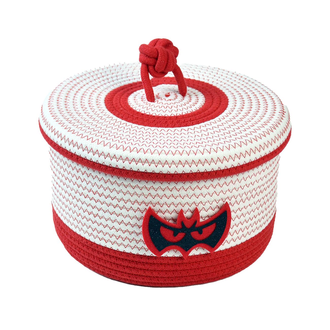Panier de rangement rond en corde de coton naturel tressé avec couvercle amovible