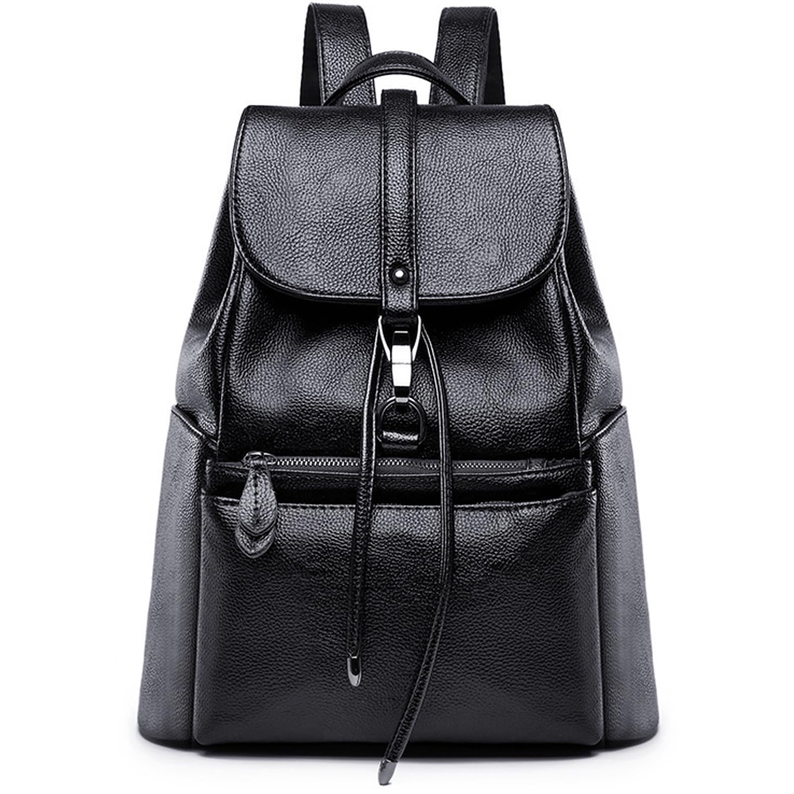 Damen Rucksack PU Leder Elegant Wasserdicht Anti-Diebstahl Große Kapazität für Freizeit Arbeit Schule Reise Schwarz