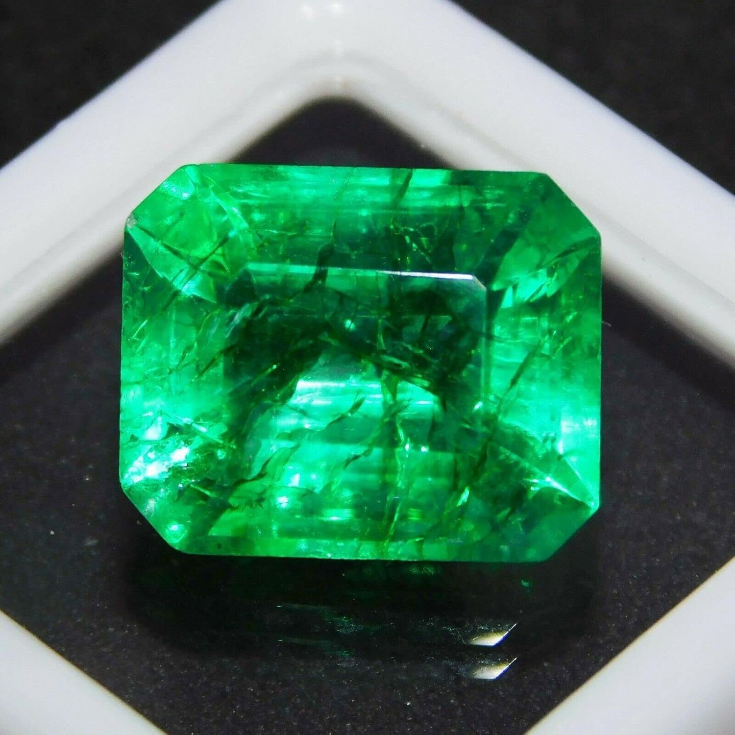 Miniatura 4 de Ramagems - Piedra preciosa suelta de esmeralda verde colombiana para la fabricación de joyas, piedra de pana, esmeralda auténtica, hecha de cristal