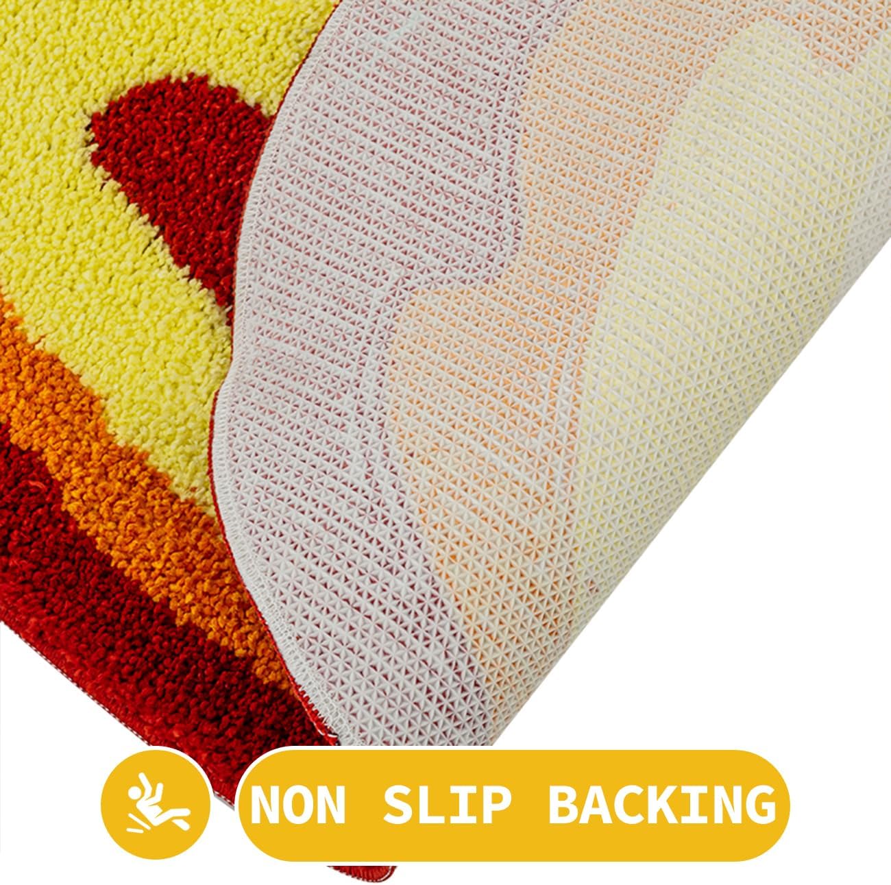 Fire-Shaped Rug Cartoon Bedroom Rug Ultra Soft Tufted Area Carpet Bathroom Non-Slip Mats Anime Cute Aesthetic Home Decor Cool Rugs for Bedroom (Orange)