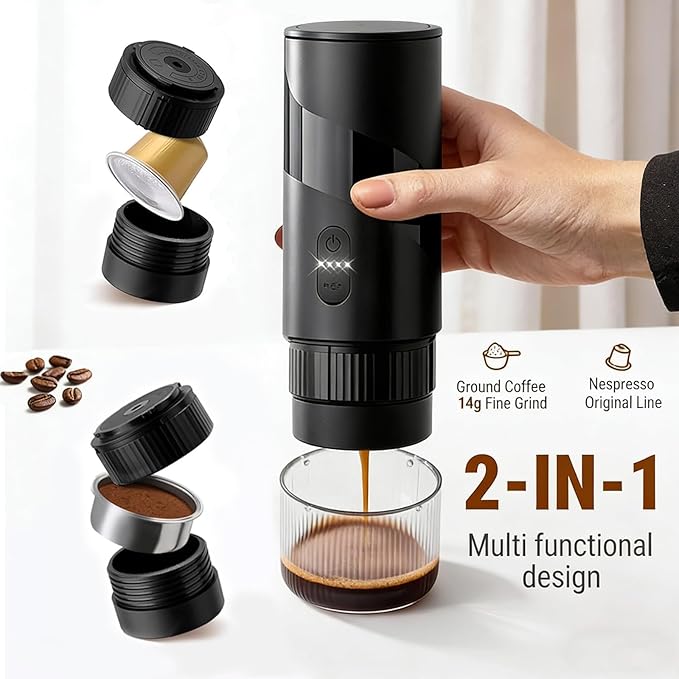 Cafetera Portátil 2 en 1 para Café Molido y Cápsulas, 1 Taza miniatura 2
