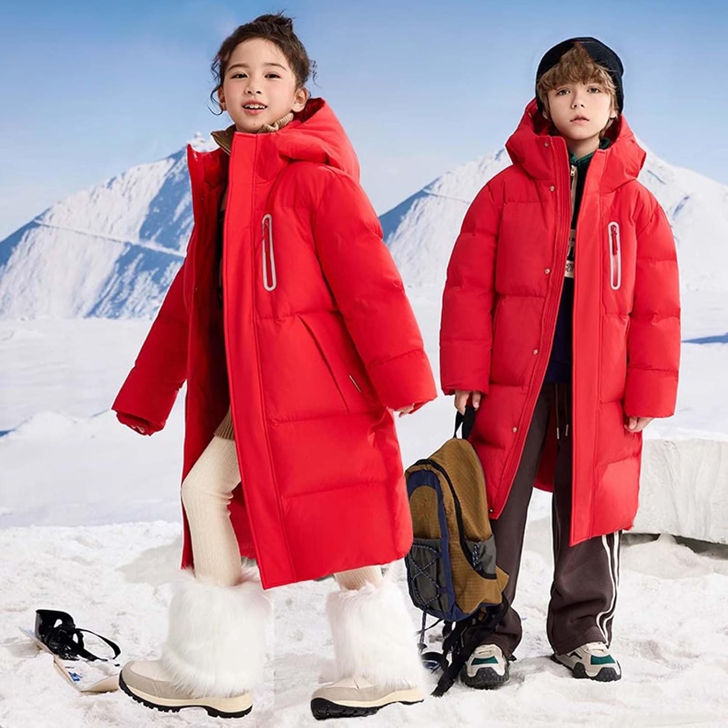 Girls Long Winter Puffer Coat Thickened Warm Puffy Quilted Jacket Long Sleeve Padded Down Outerwear for Kids 4-15 Years
