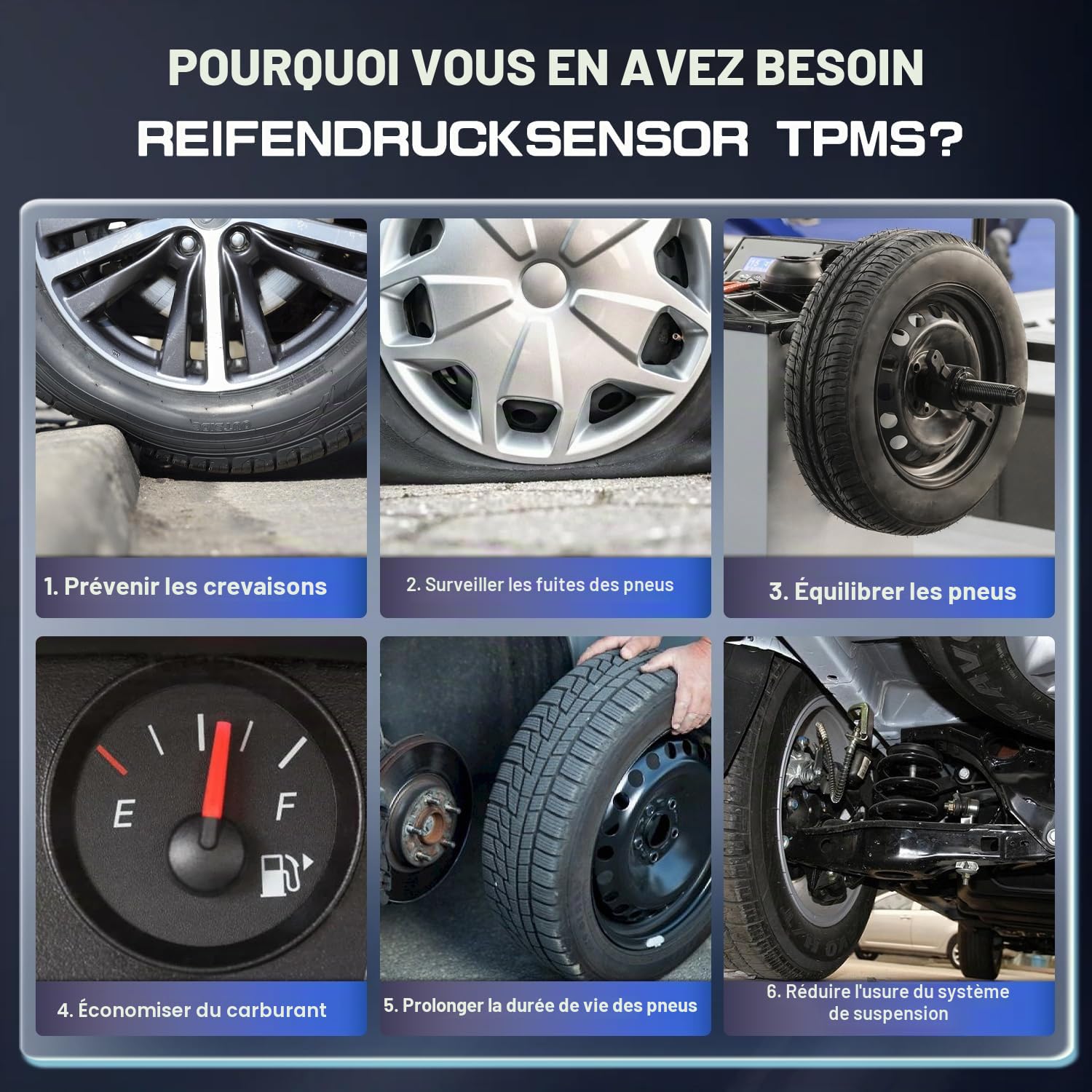 LICHENGTAI 4 capteurs de pression pneumatiques TPMS compatibles avec Citroen Berlingo C-Elysee C4 C5 DS4 DS5 pour Peugeot 207 208 3008 301 308 5008 508 Partner RCZ 9811536380