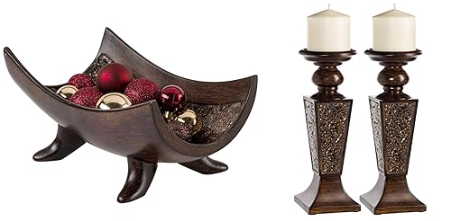 Creative Scents Schonwerk Brown Centerpiece Bowl - Crackled Mosaic Design