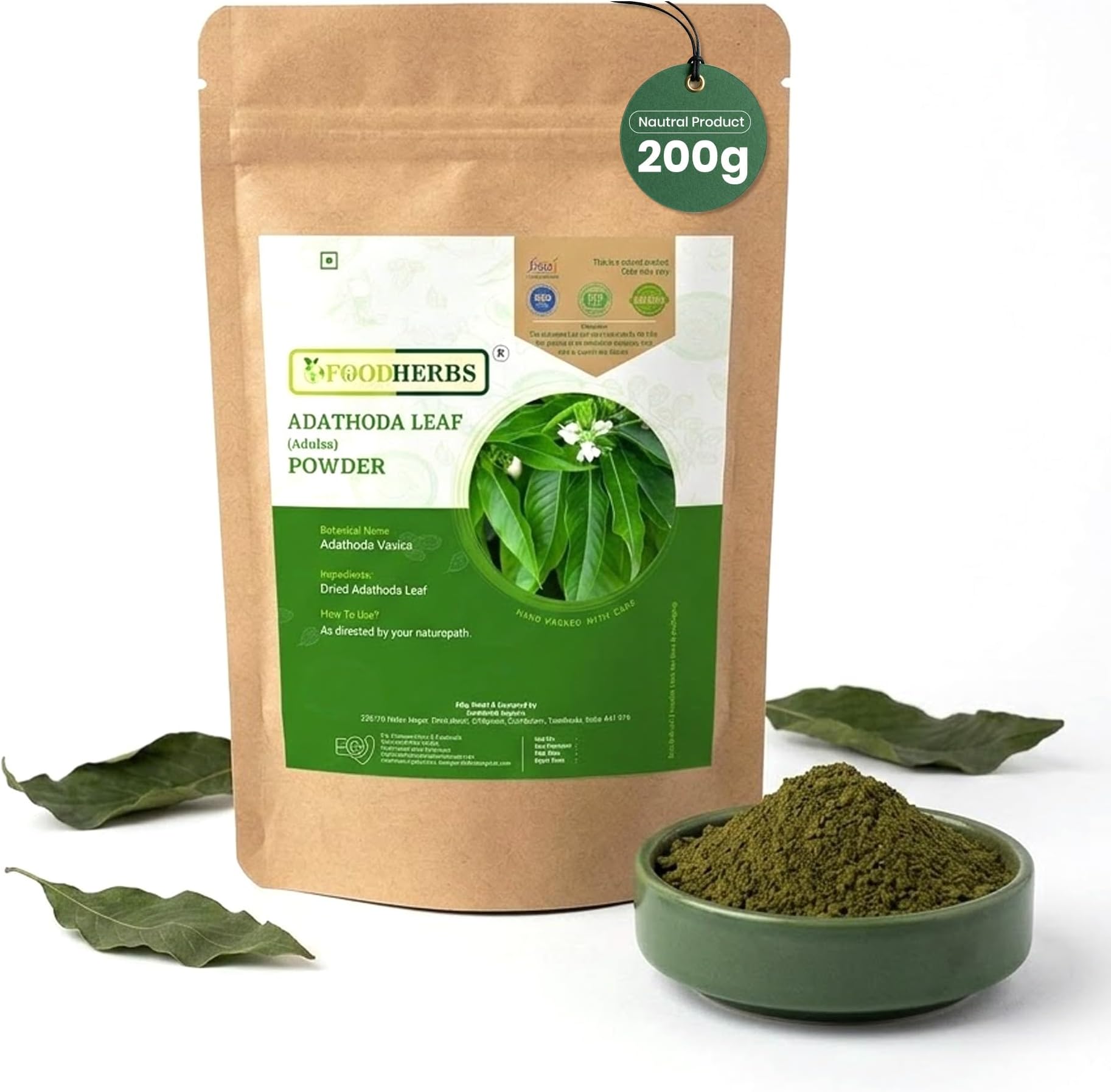 Adathoda Powder 200 GMS/0.44 lbs Adathoda Vasica Adulsa